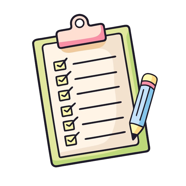 checklist plan task list vector illustration in flat doodle cartoon style isolated