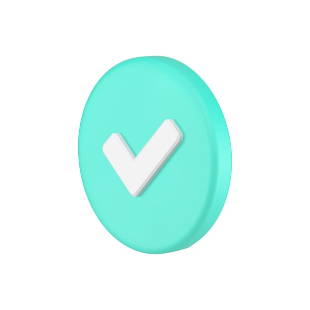 checkmark done complete green circle button positive choice success accept isometric 3d icon vector