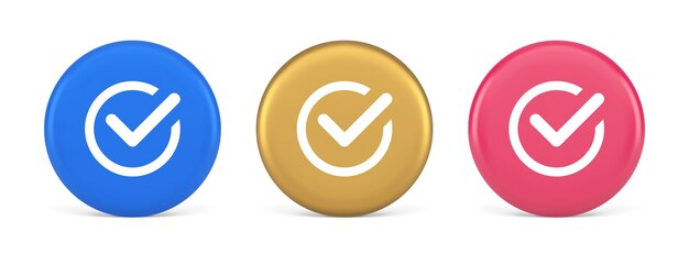 Checkmark in circle done approved button ok acceptance positive vote enter 3d realistic icon