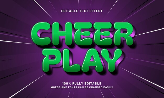 cheer play editable text effect with a game and kids text style