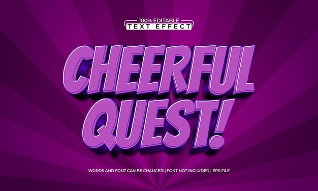 cheerful quest editable text effect with a play and joyful text style
