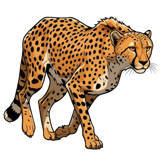 Cheetah in full stride captured in a detailed and dynamic illustration