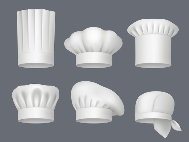 chef professional clothes bandanas and hats for chef decent vector realistic templates collection isolated of chef clothing professional cap illustration