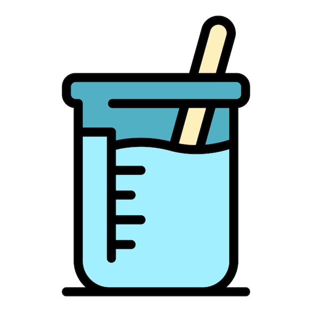 Chemical beaker icon Outline chemical beaker vector icon color flat isolated