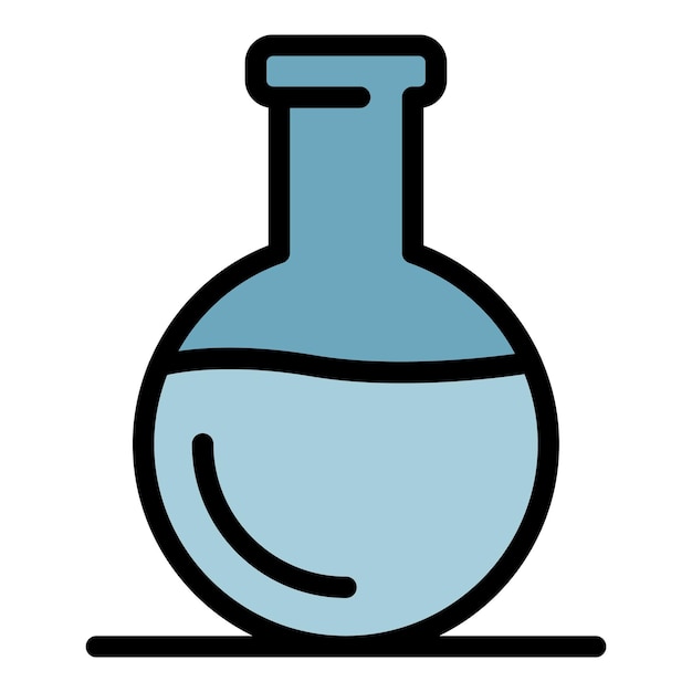 Chemical flask icon Outline chemical flask vector icon color flat isolated
