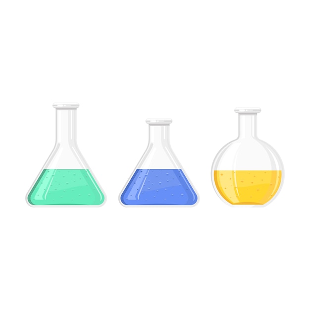 chemical glassware flask on white background vector illustration