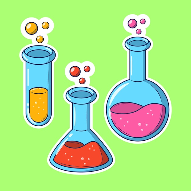 Chemistry Hand Drawn Cartoon Icon Sticker Doodle Coloring