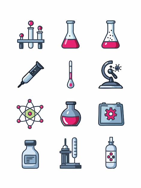 Chemistry Icons vector graphics illustration EPS source file format lossless scaling icon design