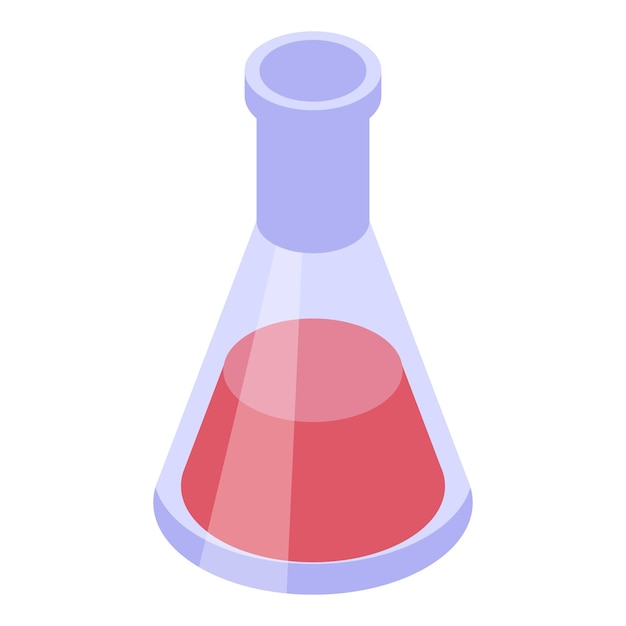 Chemistry laboratory glassware with red liquid isometric icon