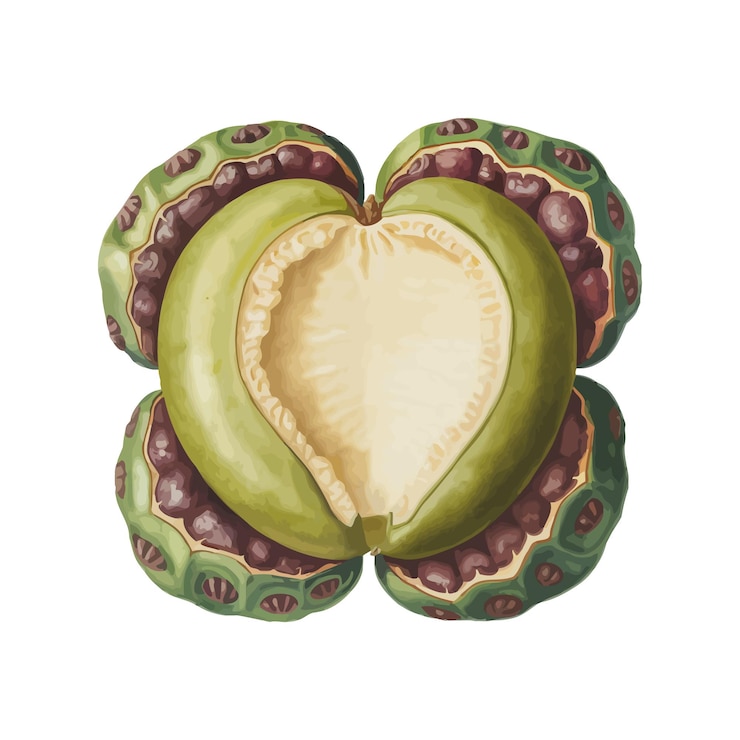 Vektör cherimoya cartoon vector set white background isolated