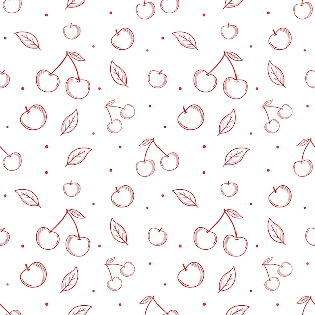 cherry hand drawn pattern background
