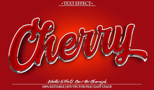 Cherry Vector Text Effect Editable Alphabet Red Fruit Sweet Juicy