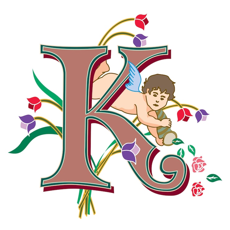 Vektör cherubs initial caps font capital letter k vector design