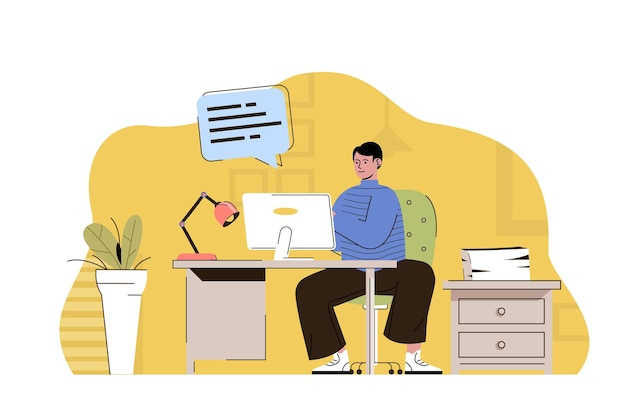 Chief clerk web concept illustration with flat people character