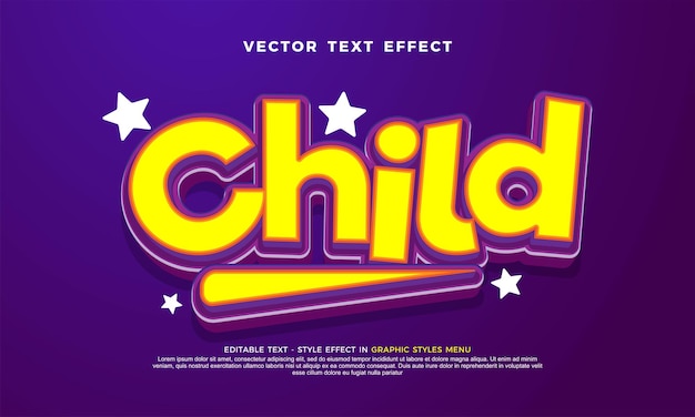 Child bold 3d vector text effect