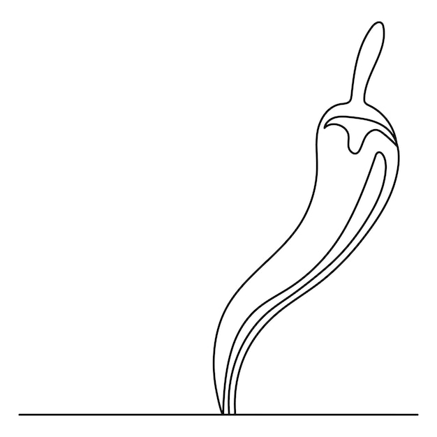 Chili icon continuous one line drawing outline vector illustration