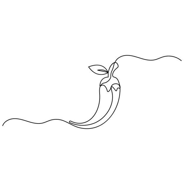 Chili icon continuous one line drawing outline vector illustration