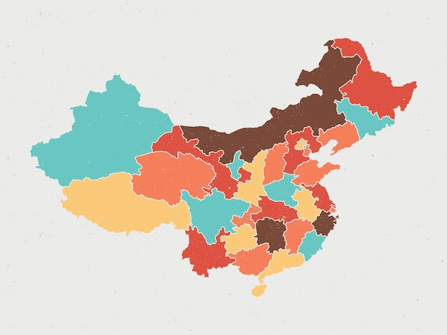 china color vintage icon map Vintage china map with regions isolated on white background Asia