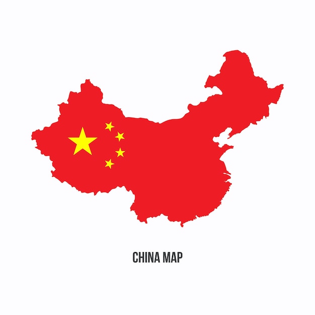 China Map Red Vector Design Isolated on White Background