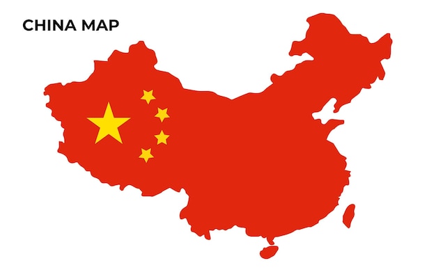 China National Flag Map Design Illustration Of China Country Flag Inside The Map vector image