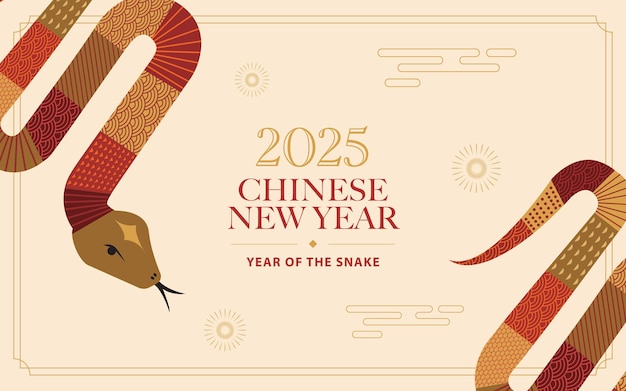 Chinese New Year 2025 Year of the Snake Modern style Chinese vector design