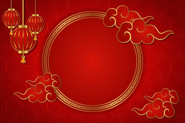 chinese new year lantern festival oriental background red gold text space area template design