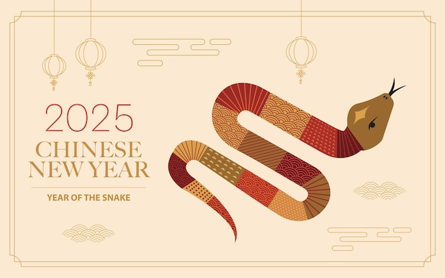 Chinese NewYear 2025 year of the Snake illustration and design