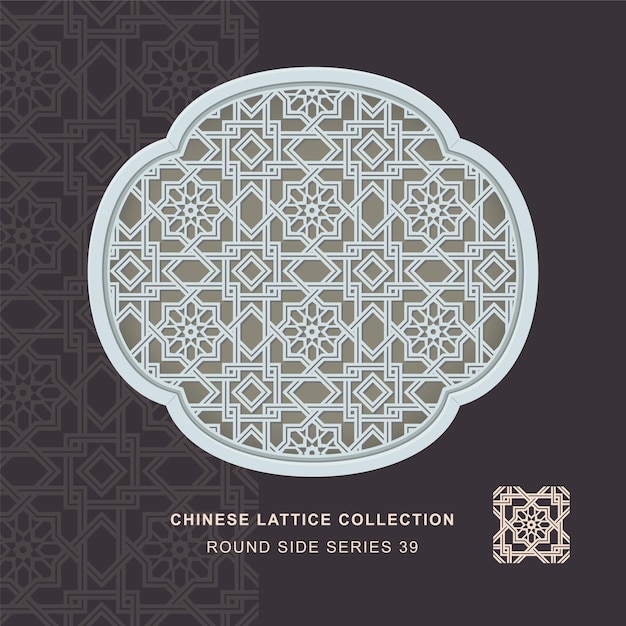chinese window tracery round side frame of double line