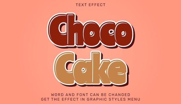 Choco cake text effect template in 3d design