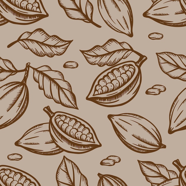 CHOCOLATE FRUIT And Leaves Design In Brown Color On Light Brown Background In Vintage Style
