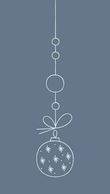 Christmas ball with snowflakes on a string Color clipart illustration