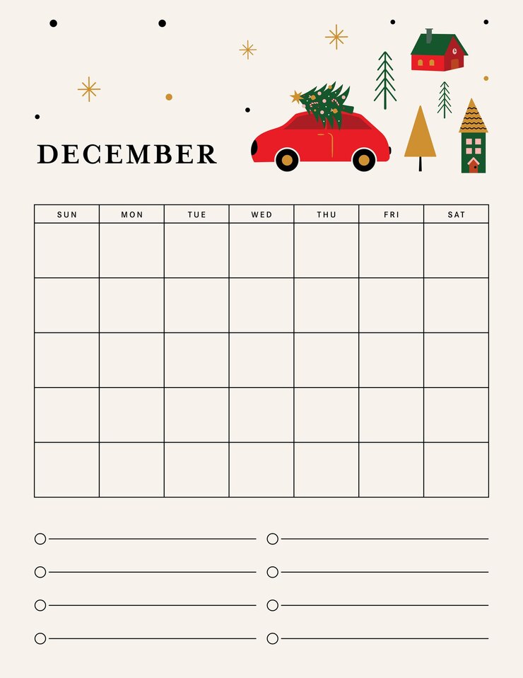 Christmas Calendar Planner Template Illustration
