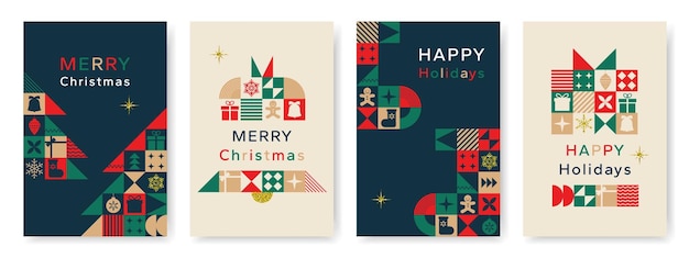 christmas card in modern minimalist geometric style straight christmas background with geometric