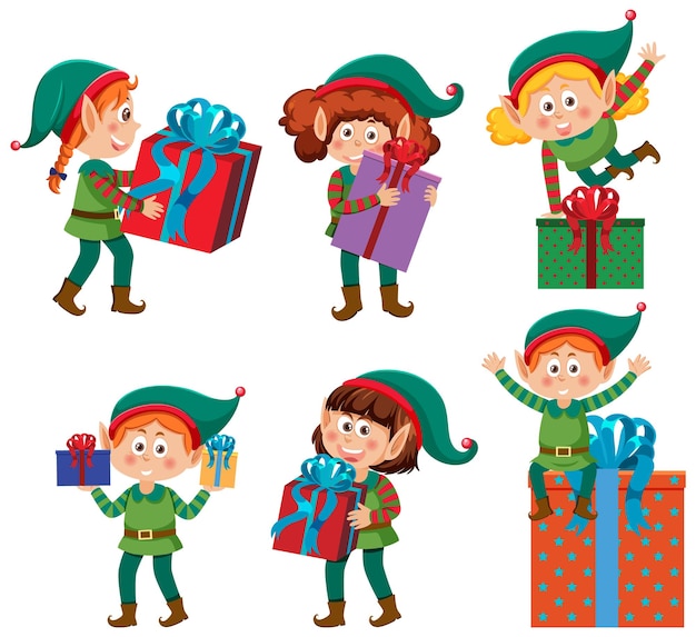 Christmas elves cartoon character collection