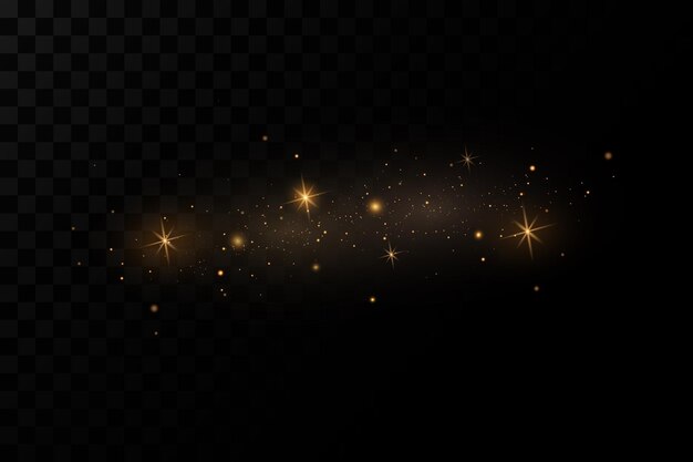 Christmas light effect Sparkling magical dust particlesThe dust sparks and golden stars shine with