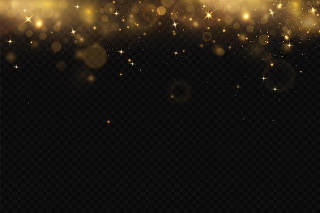 christmas light effect sparkling magical dust particlesthe dust sparks and golden stars shine