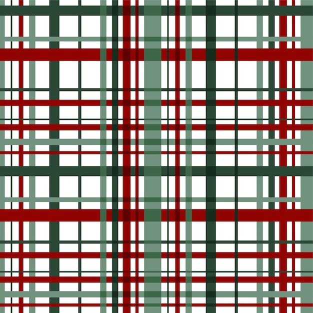 Christmas plaid seamless pattern in green red colors Vector cozy winter checkered print