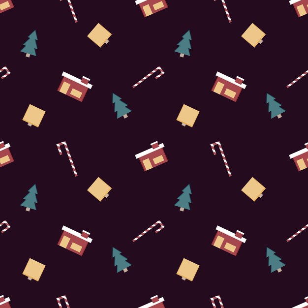 Christmas repeat pattern created with sharp corner Christmas objects seamless pattern