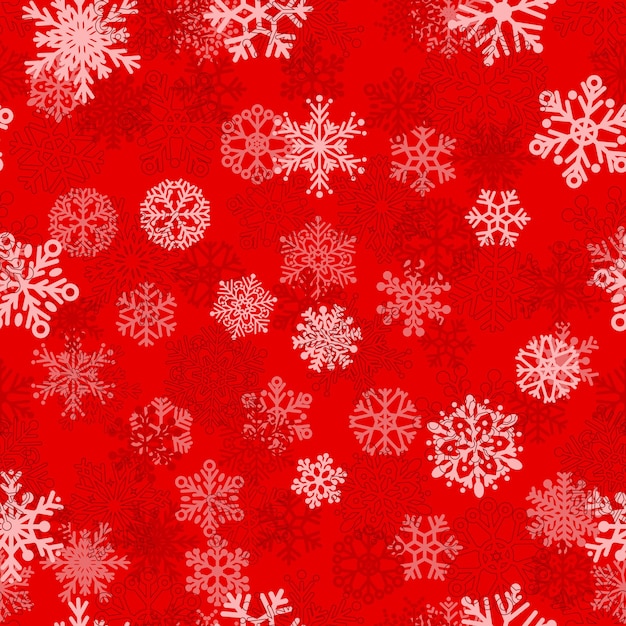 Christmas seamless pattern of snowflakes white on red