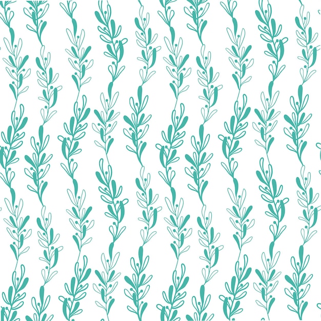 christmas seamless pattern with mistletoe branch vector repeat vertical print with blue leaves and b...