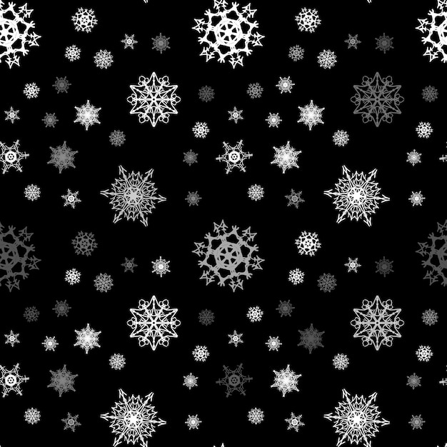 Christmas snowflake seamless pattern with tiled falling snow