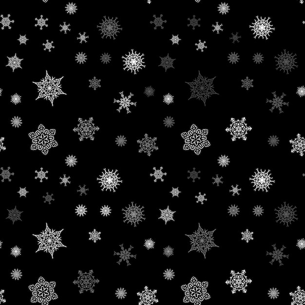 Christmas snowflake seamless pattern with tiled falling snow