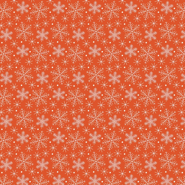 Christmas snowflakes seamless pattern white snowflakes on red background beautiful modern winter