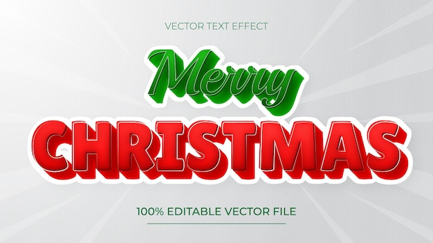 Christmas Text Effect Editable text effect merry christmas green and red on a white background