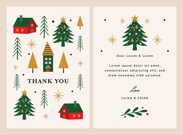 Christmas Thank You Template Illustration