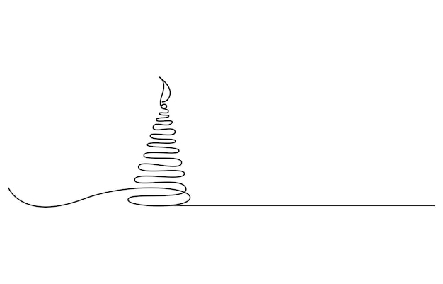 Christmas Tree Continuous Line Drawing with Editable Stroke