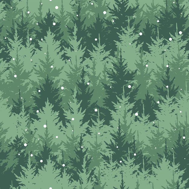 Christmas tree forest snowfall seamless pattern vector EPS 10