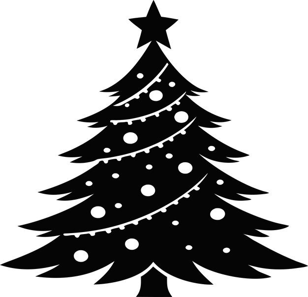 christmas tree silhouette on a white background vector
