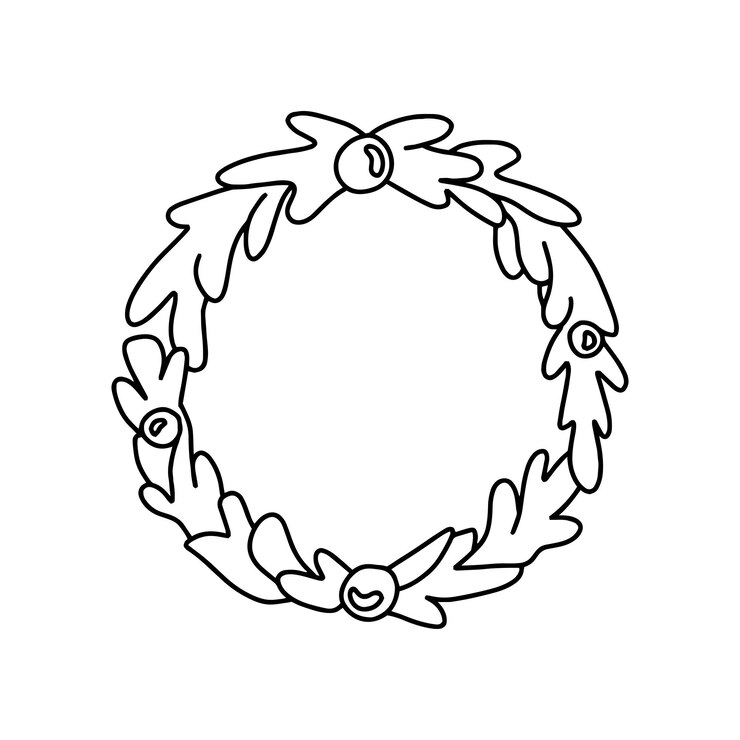 Vektör christmas wreath in doodle style vector