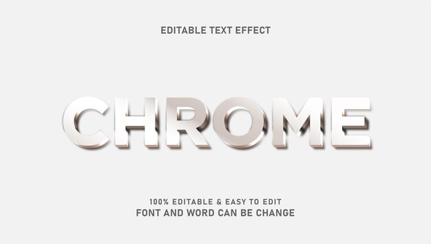 Chrome effect text with editable modern 3D style
